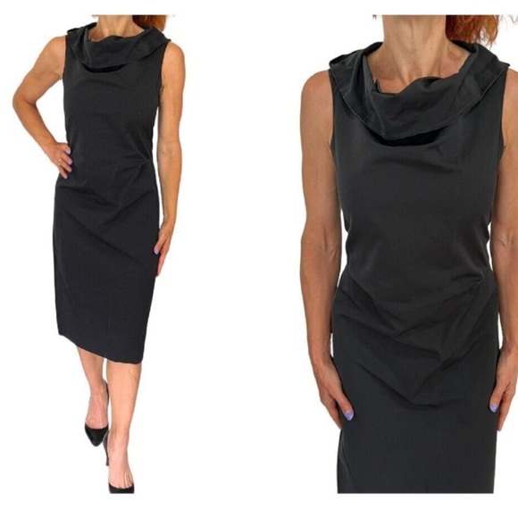 NWT Calvin Klein Collection Black Sleeveless Cowl Neck Sheath Dress size 10 - Picture 1 of 12